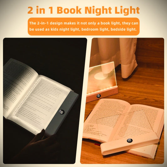 En stilren 2-i-1 boklampa med mjukt, riktat LED-ljus. Tre färgtemperaturer, steglös dimning och inbyggd timer – perfekt för kvällsläsning utan att störa andra.